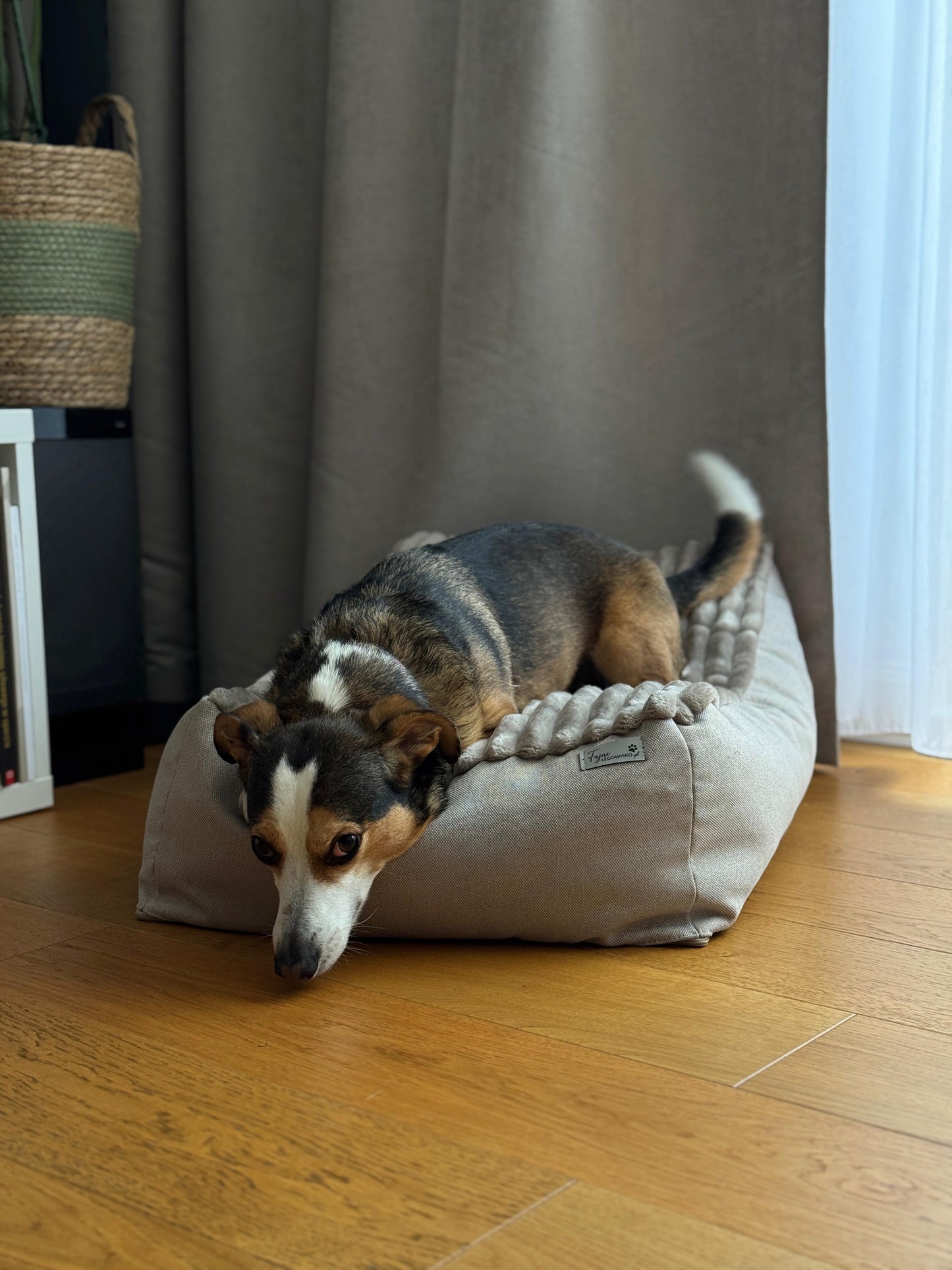 Leżanka beżowa, legowisko dla psa