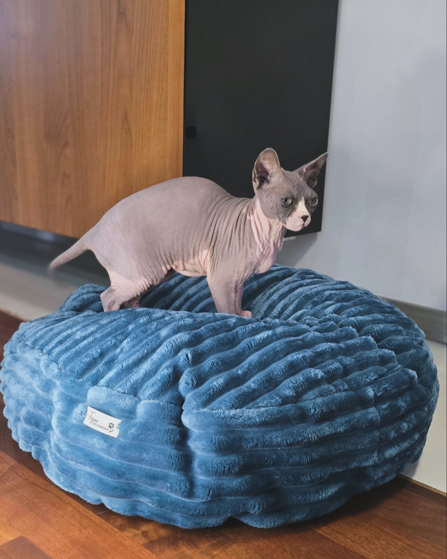 Pufka sztruksowo-welurowa w kolorze turkusowym,legowisko