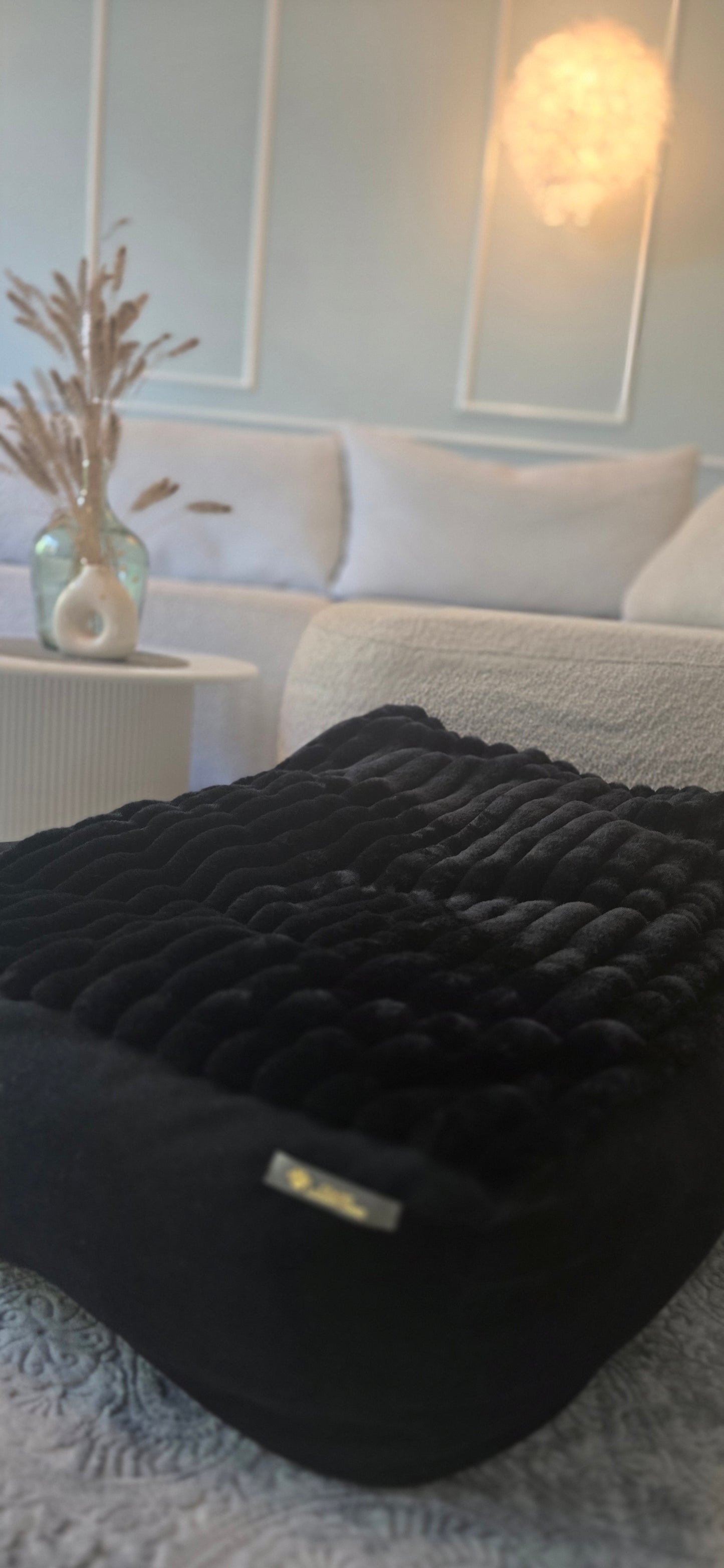 Leżanka dla psa z futerkiem prążkowanym, legowisko