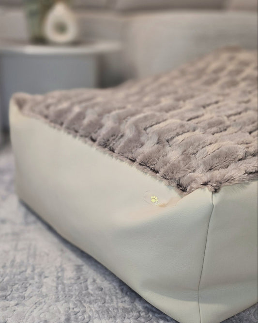 Leżanka dla psa z ekoskóry z futerkiem, legowisko dla psa